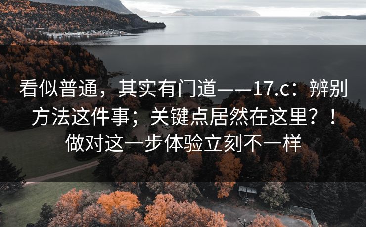 看似普通,其实有门道——17.c:辨别方法这件事;关键点居然在这里?!做对这一步体验立刻不一样 看似普通,其实有门道——17.c:辨别方法这件事;关键点居然在这里?!做对这一步体验立刻不一样