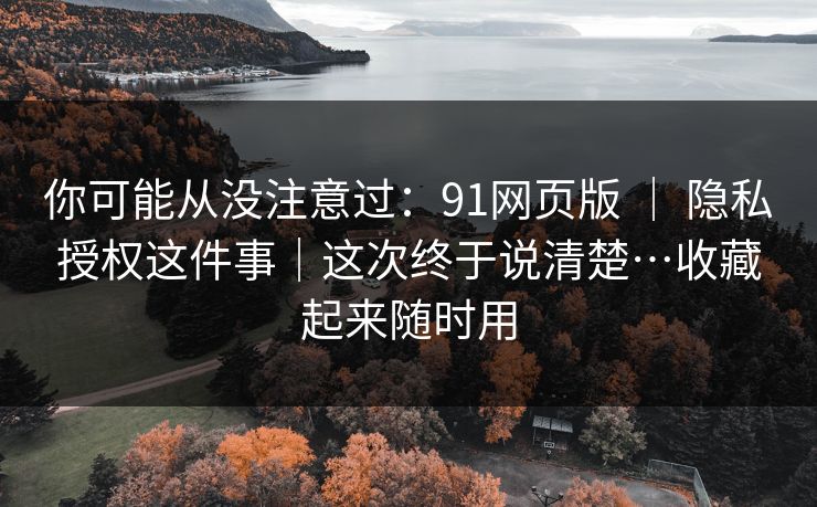 你可能从没注意过：91网页版 ｜ 隐私授权这件事｜这次终于说清楚…收藏起来随时用