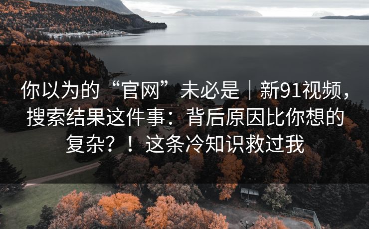 你以为的“官网”未必是｜新91视频，搜索结果这件事：背后原因比你想的复杂？！这条冷知识救过我