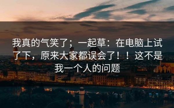 我真的气笑了；一起草：在电脑上试了下，原来大家都误会了！！这不是我一个人的问题